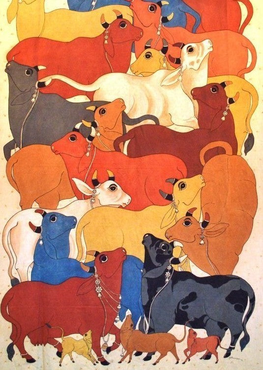 Whispers of Vrindavan Cows – Paint by Numbers Kit (12x16 inches)