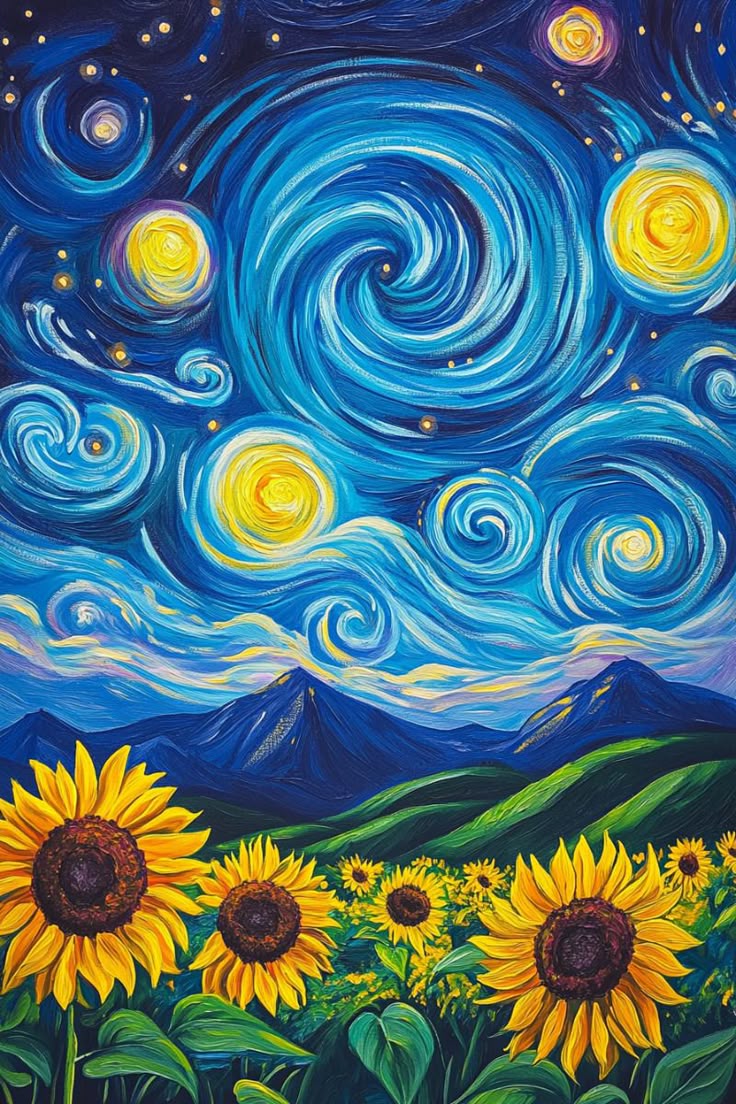 Starry Nights & Golden Fields - Paint by Numbers Kit (12x16 inches)
