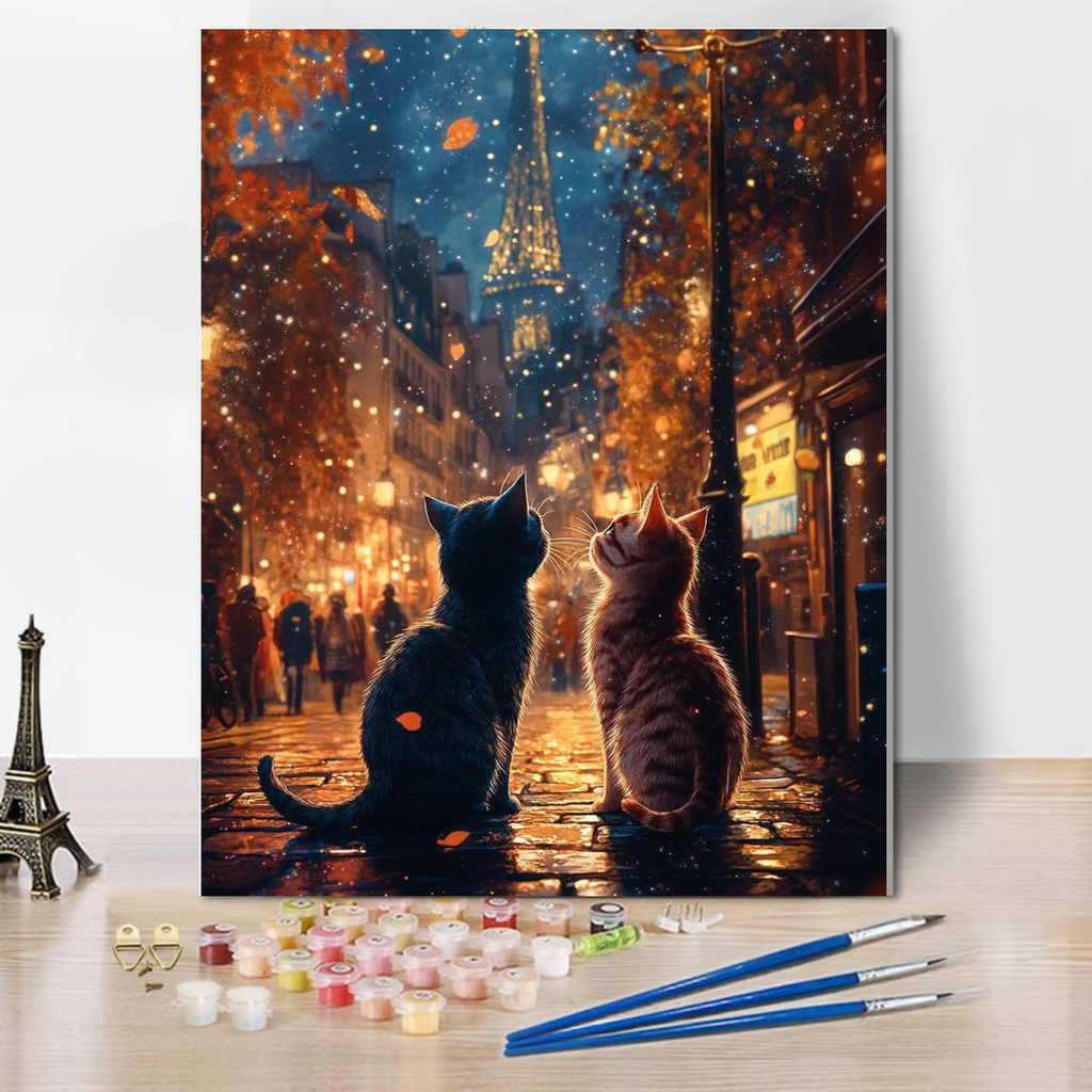 Paris: City of Love and City of Cats - Paint by Numbers Kit (12x16 inches)