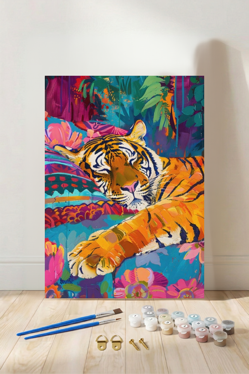 Sleepy Tiger - Paint by Numbers Kit (12x16 inches)