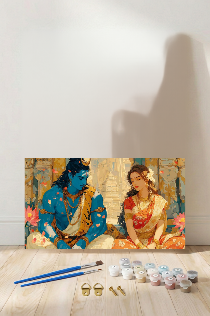 Eternal Bond of Mahadev & Parvati- Paint by Numbers Kit (12x16 inches)