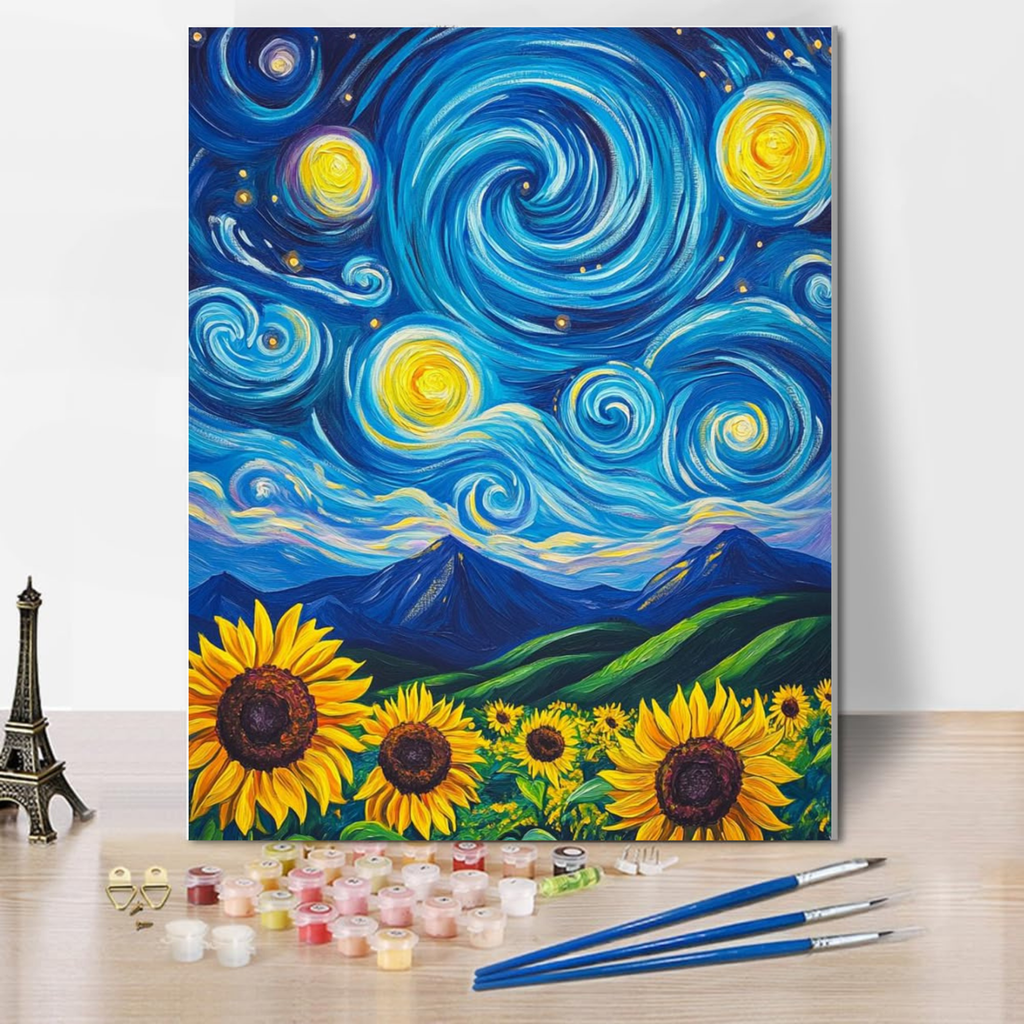 Starry Nights & Golden Fields - Paint by Numbers Kit (12x16 inches)
