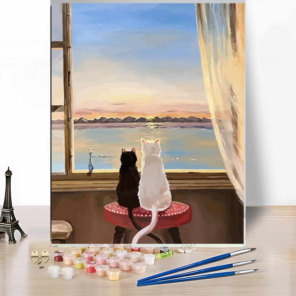 Two Tails, One View – Paint by Numbers Kit (12x16 inches)