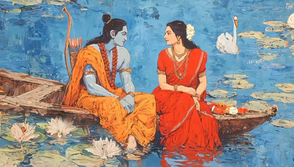 Shree Ram & Sita by the lake - Paint by Numbers Kit (12x16 inches)
